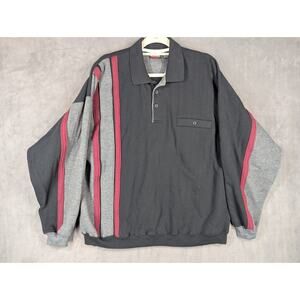 Vintage Winner Varsity Polo Long Sleeve Colorblock Men XL